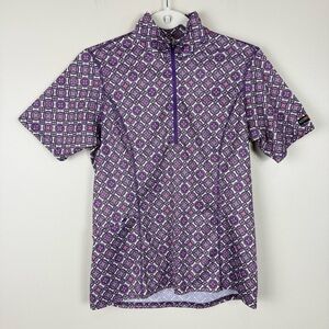 Kerrits Top Womens Small Purple Pink Short Sleeve Blouse Quarter Zip Horseback